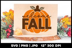 Welcome Fall | Pumpkin Design Sign svg Product Image 1