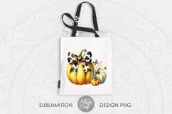 Pumpkin with Coquette Bow in cow print PNG file for sublimation 