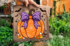 Pumpkin With Bow PNG,Halloween Sublimation Product Image 1
