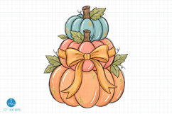Pumpkin with Bow Sublimation PNG Design Product Image 1