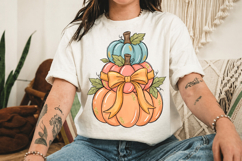Pumpkin with Bow Sublimation PNG Design Product Image 3