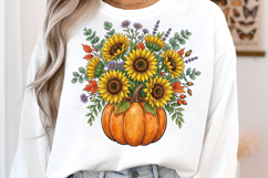 Pumpkin with Sunflowers PNG Product Image 2