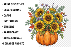 Pumpkin with Sunflowers PNG Product Image 3