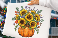 Pumpkin with Sunflowers PNG Product Image 4