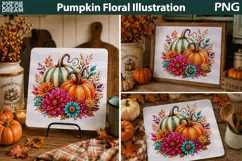 Floral Pumpkin Illustration | Pumpkin Floral Cutting Board Product Image 2