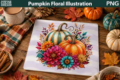 Floral Pumpkin Illustration | Pumpkin Floral Cutting Board Product Image 3