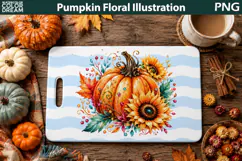Floral Pumpkin Sublimation |Pumpkin Sunflowers Cutting Board Product Image 2