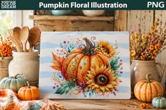 Floral Pumpkin Sublimation |Pumpkin Sunflowers Cutting Board Product Image 3