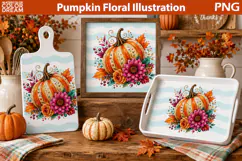 Floral Pumpkin Cutting | Autumn Sublimation Art Product Image 1