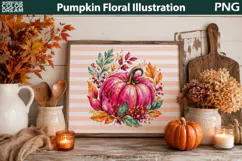 Pink Floral Pumpkin Cutting Board | Fall Sublimation Product Image 2