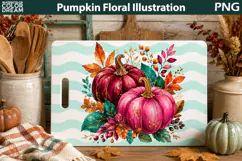 Pink Pumpkin Cutting Board | Fall Farmhouse Sublimation Product Image 2