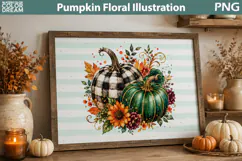 Buffalo Plaid Pumpkins | Fall Floral Sublimation Product Image 4