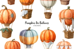 Watercolor pumpkin hot air balloon Pumpkin balloons clipart Product Image 1