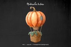 Watercolor pumpkin hot air balloon Pumpkin balloons clipart Product Image 5