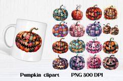 Halloween Patchwork Pumpkin Clipart | Halloween PNG Product Image 1