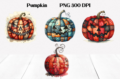 Halloween Patchwork Pumpkin Clipart | Halloween PNG Product Image 1