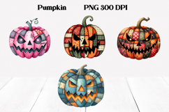Halloween Patchwork Pumpkin Clipart | Halloween PNG Product Image 1