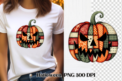 Halloween Patchwork Pumpkin Clipart PNG Design Product Image 1