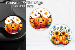 Pumpkin car coaster sublimation design | Fall car coaster Product Image 1