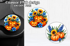 Pumpkin car coaster sublimation design | Fall car coaster Product Image 1