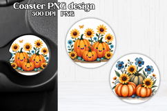 Pumpkin car coaster sublimation design | Fall car coaster Product Image 1