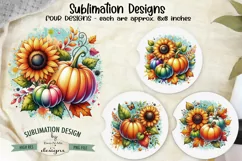 Colorful Pumpkins Sunflowers Sublimation Designs | Fall PNG Product Image 4