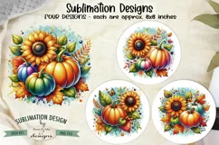 Colorful Pumpkins Sunflowers Sublimation Designs | Fall PNG Product Image 1