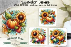Colorful Pumpkins Sunflowers Sublimation Designs | Fall PNG Product Image 7