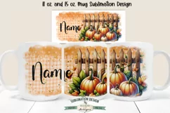 Pumpkin Fence Add Name | 11 & 15 oz Sublimation Mug Design Product Image 1