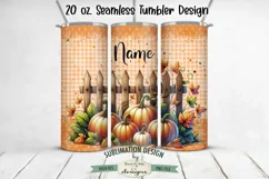 Pumpkin Fence 20oz Seamless Tumbler Wrap - Add Your Name Product Image 1