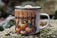 Pumpkin Fence Add Name | 11 & 15 oz Sublimation Mug Design Product Image 2