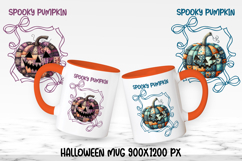 Cute Halloween patchwork pumpkin sublimation mug design wrap Product Image 2