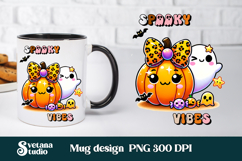 Halloween mug wrap | Halloween pumpkin bow mug design PNG Product Image 1
