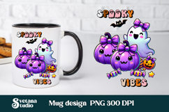 Halloween mug wrap | Halloween pumpkin bow mug design PNG Product Image 1