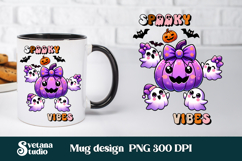 Halloween mug wrap | Halloween pumpkin bow mug design PNG Product Image 1