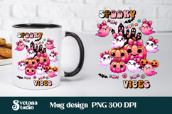 Halloween mug wrap | Halloween pumpkin bow mug design PNG Product Image 1