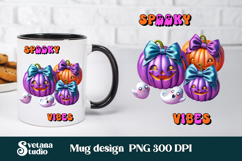 Halloween mug wrap | Halloween pumpkin bow mug design PNG Product Image 1