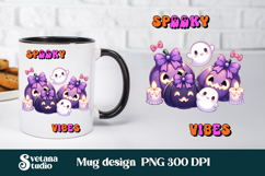Halloween mug wrap | Halloween pumpkin bow mug design PNG Product Image 1