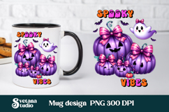 Halloween mug wrap | Halloween pumpkin bow mug design PNG Product Image 1