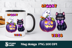 Halloween mug wrap | Halloween pumpkin bow mug design PNG Product Image 1