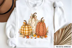 Fall Pumpkin PNG, Gingham Polka Dot Pumpkins Sublimation png Product Image 2
