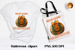 Halloween patchwork pumpkin clipart | Halloween sublimation Product Image 1