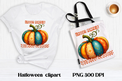Halloween patchwork pumpkin clipart | Halloween sublimation Product Image 1
