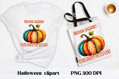 Halloween patchwork pumpkin clipart | Halloween sublimation Product Image 1