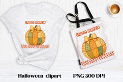 Halloween patchwork pumpkin clipart | Halloween sublimation Product Image 1