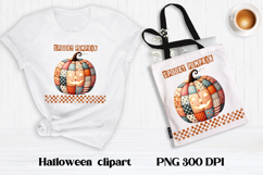 Halloween patchwork pumpkin clipart | Halloween sublimation Product Image 1