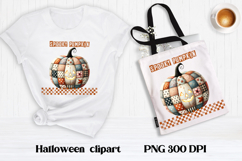 Halloween patchwork pumpkin clipart | Halloween sublimation Product Image 1