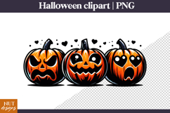 Cute Creepy Halloween Clipart Halloween Pumpkin Faces PNG Product Image 1
