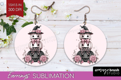 Pumpkins Cute Round Earrings Pink Halloween PNG Sublimation Product Image 1