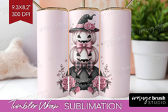 Pumpkins Cute Tumbler Wrap Pink Halloween Tumbler PNG Product Image 1
